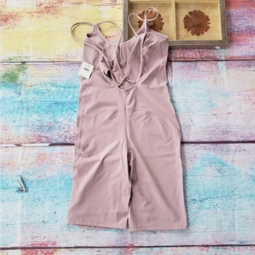 NWT Free People Gypsy Glow One Piece Biker Short Athleisure Onesie‎ Bodysuit M